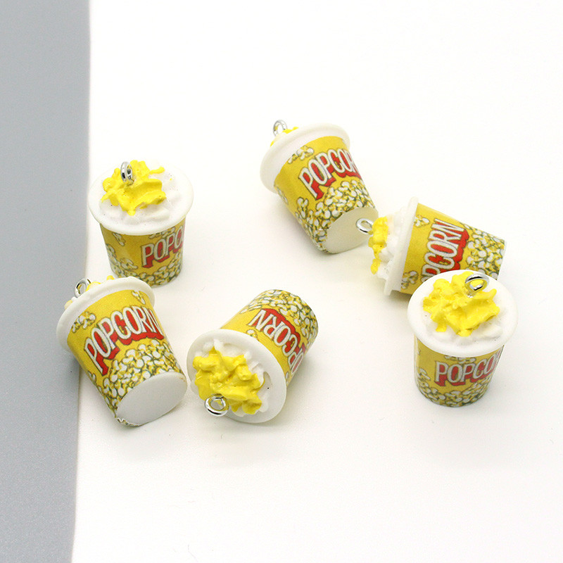 6db Szimulációs 3D Popcorn Élelmiszer Kulcstartó Bűbáj DIY Kawaii Medálok Fülbevalóhoz Telefon Kulcstartó Nyaklánc Kiegészítő Ékszer Gyártmány