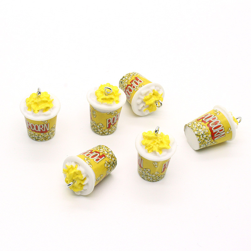 6db Szimulációs 3D Popcorn Élelmiszer Kulcstartó Bűbáj DIY Kawaii Medálok Fülbevalóhoz Telefon Kulcstartó Nyaklánc Kiegészítő Ékszer Gyártmány