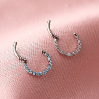 Δεξί Grand ASTM F136 Titanium 16G Zirconia Gem Stone Daith Ear Nose Clicker Ring Body Piercing Jewelry