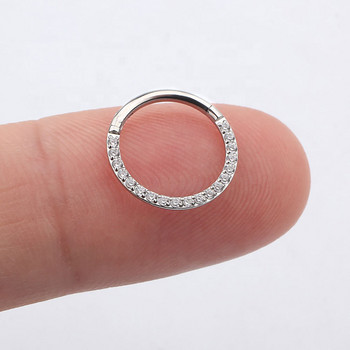 Δεξί Grand ASTM F136 Titanium 16G Zirconia Gem Stone Daith Ear Nose Clicker Ring Body Piercing Jewelry