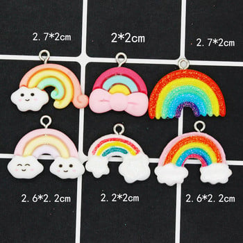 10 τμχ/παρτίδα Cute Cloud Rainbow Charms Happy Sunny Day DIY απλό σκουλαρίκι Μπρελόκ Μενταγιόν Αξεσουάρ Lovely Jewelry Make D37