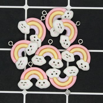 10 τμχ/παρτίδα Cute Cloud Rainbow Charms Happy Sunny Day DIY απλό σκουλαρίκι Μπρελόκ Μενταγιόν Αξεσουάρ Lovely Jewelry Make D37