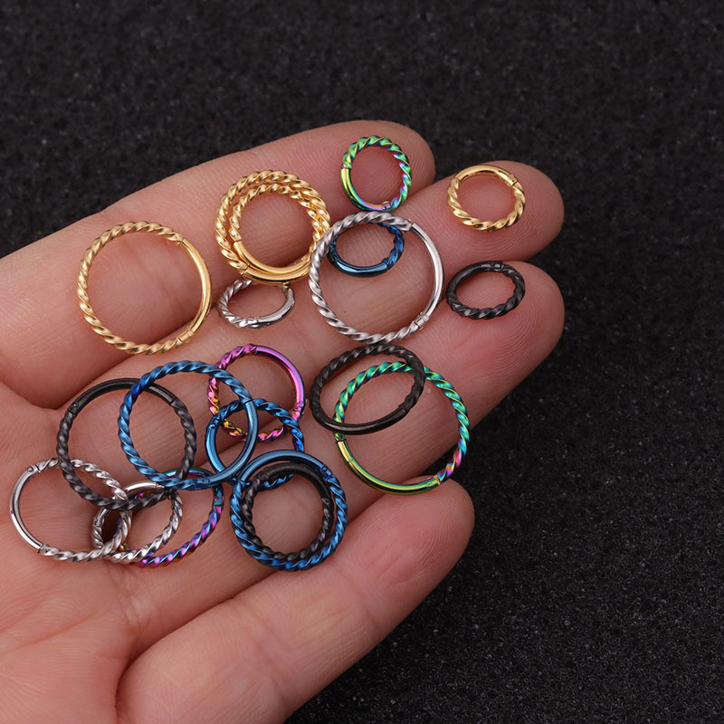 1 buc 6-12mm 16G din oțel chirurgical balama segmentă inel pentru nas Septum Clicker ureche Helix Tragus Hoop Inel inel pentru nas inel de aur pentru nas