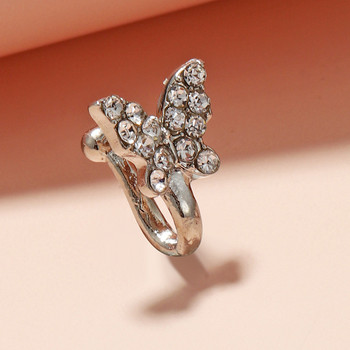 1 τμχ Crystal Butterfly Fake Piercing Ring Non Piercing Clip on Nose Ring Μπορεί επίσης να είναι κλιπ αυτιών μανσέτα Κοσμήματα σώματος