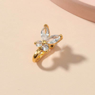 1 buc. Inel de nas piercing fals cu fluture de cristal. Clip fără piercing pe inelul de nas poate fi, de asemenea, cleme pentru urechi, bijuterii pentru corp.