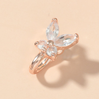 1 buc. Inel de nas piercing fals cu fluture de cristal. Clip fără piercing pe inelul de nas poate fi, de asemenea, cleme pentru urechi, bijuterii pentru corp.