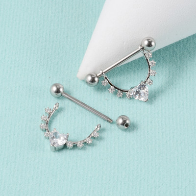 Pereche 361L din oțel chirurgical pentru mamelon inel cu mreană în formă de lună inel pentru mamelon scut pentru mamelon 14G piercing limbă bijuterii pentru corp