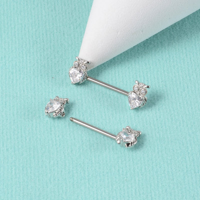 Pereche 361L din oțel chirurgical pentru mamelon inel cu mreană în formă de lună inel pentru mamelon scut pentru mamelon 14G piercing limbă bijuterii pentru corp