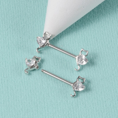 Pereche 361L din oțel chirurgical pentru mamelon inel cu mreană în formă de lună inel pentru mamelon scut pentru mamelon 14G piercing limbă bijuterii pentru corp