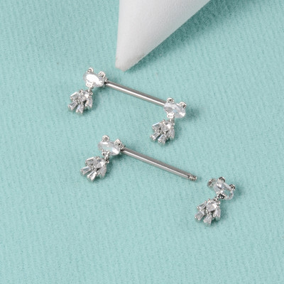 Pereche 361L din oțel chirurgical pentru mamelon inel cu mreană în formă de lună inel pentru mamelon scut pentru mamelon 14G piercing limbă bijuterii pentru corp