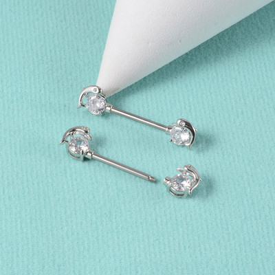 Pereche 361L din oțel chirurgical pentru mamelon inel cu mreană în formă de lună inel pentru mamelon scut pentru mamelon 14G piercing limbă bijuterii pentru corp