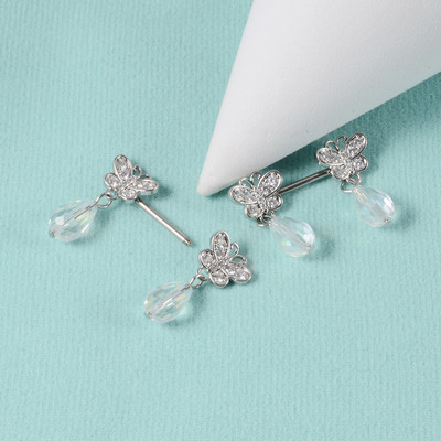 Pereche 361L din oțel chirurgical pentru mamelon inel cu mreană în formă de lună inel pentru mamelon scut pentru mamelon 14G piercing limbă bijuterii pentru corp