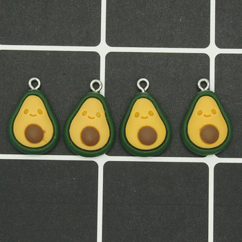 10 τμχ Kawaii Avocado Cartoon Fruit Resin Charms DIY Mini Food Earring Βραχιόλι Κρεμαστά Αξεσουάρ για χαριτωμένα κοσμήματα Make D59