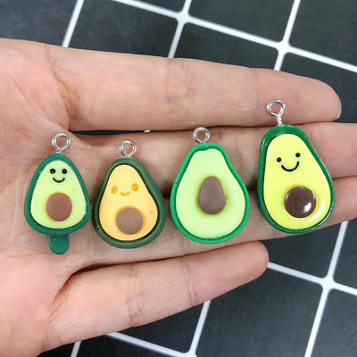 10 gab Kawaii Avocado karikatūra augļu sveķu piekariņi DIY Mini Food Auskari Rokassprādzes Kuloni Aksesuārs jaukām rotaslietām Marka D59