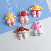 10 buc/pachet amestec de desene animate fată care înoată farmece drăguțe bricolaj rășină cu spate plat pentru cercei cabochon, farmec pentru unghii, bijuterii, ornamente W84