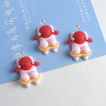 10 τμχ/συσκευασία Mix Cartoon Swimming Girl Cute Charms DIY Resin Flatback For Cabochon Σκουλαρίκια Γούρι Νυχιών Διακοσμητικά κοσμήματα W84