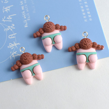 10 τμχ/συσκευασία Mix Cartoon Swimming Girl Cute Charms DIY Resin Flatback For Cabochon Σκουλαρίκια Γούρι Νυχιών Διακοσμητικά κοσμήματα W84