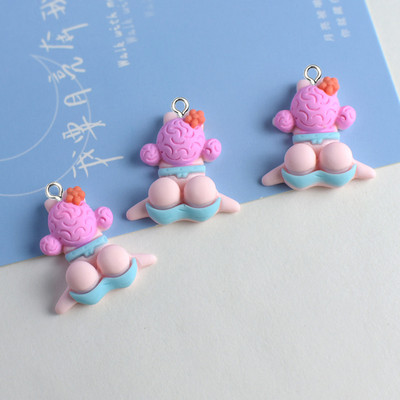 10 buc/pachet amestec de desene animate fată care înoată farmece drăguțe bricolaj rășină cu spate plat pentru cercei cabochon, farmec pentru unghii, bijuterii, ornamente W84