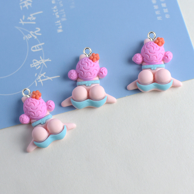 10 buc/pachet amestec de desene animate fată care înoată farmece drăguțe bricolaj rășină cu spate plat pentru cercei cabochon, farmec pentru unghii, bijuterii, ornamente W84