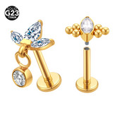 1 τεμάχιο Χονδρική ASTM F136 Titanium Labret Stud Spherical Cartilage Tragus Pircing Earrings Lip Ring Lip Stud Helix Piercing Jewelry
