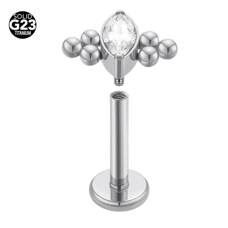 1 τεμάχιο Χονδρική ASTM F136 Titanium Labret Stud Spherical Cartilage Tragus Pircing Earrings Lip Ring Lip Stud Helix Piercing Jewelry