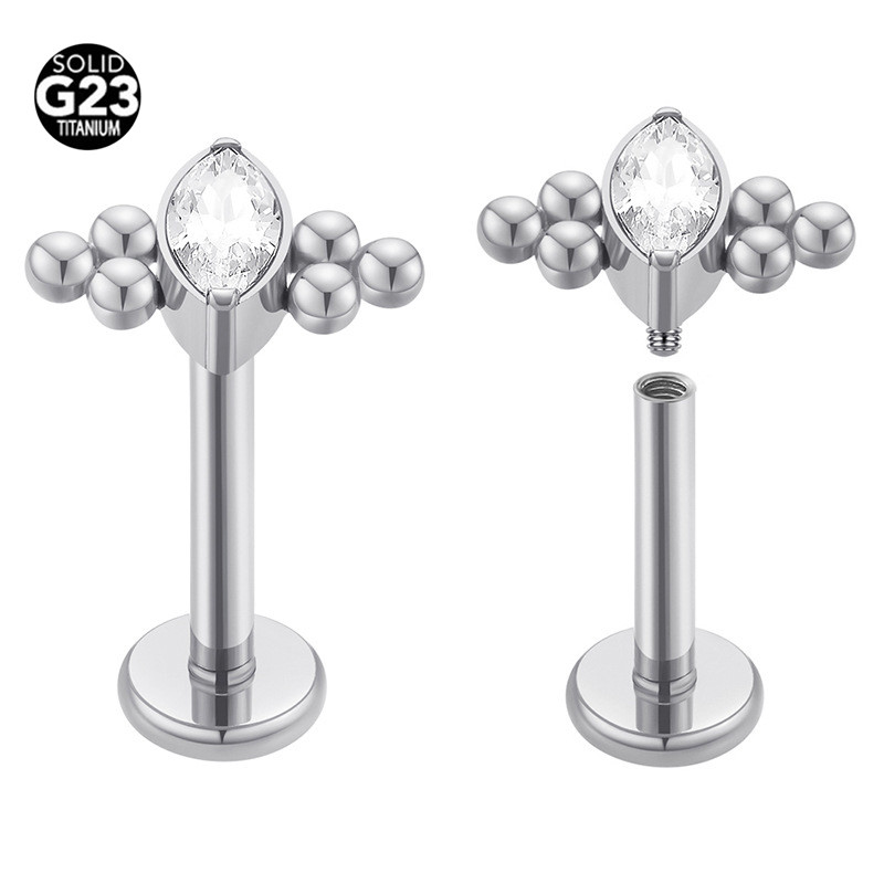 1 τεμάχιο Χονδρική ASTM F136 Titanium Labret Stud Spherical Cartilage Tragus Pircing Earrings Lip Ring Lip Stud Helix Piercing Jewelry