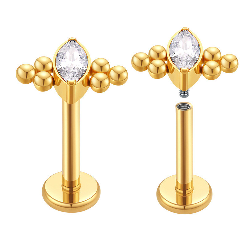 1 τεμάχιο Χονδρική ASTM F136 Titanium Labret Stud Spherical Cartilage Tragus Pircing Earrings Lip Ring Lip Stud Helix Piercing Jewelry