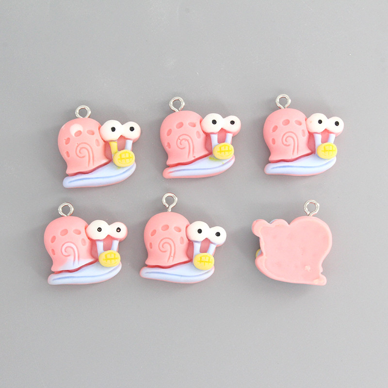 10 buc/pachet Breloc din rășină cu melc mic de desene animate, cu spate plat, bricolaj, cercei drăguți, breloc pandantive, fabricarea de bijuterii D234