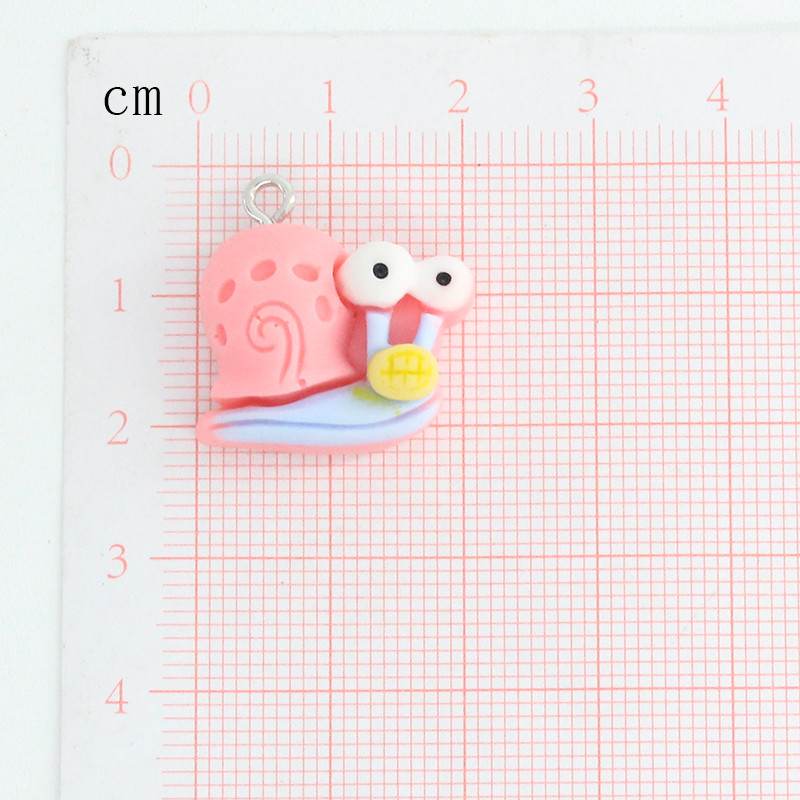 10 buc/pachet Breloc din rășină cu melc mic de desene animate, cu spate plat, bricolaj, cercei drăguți, breloc pandantive, fabricarea de bijuterii D234