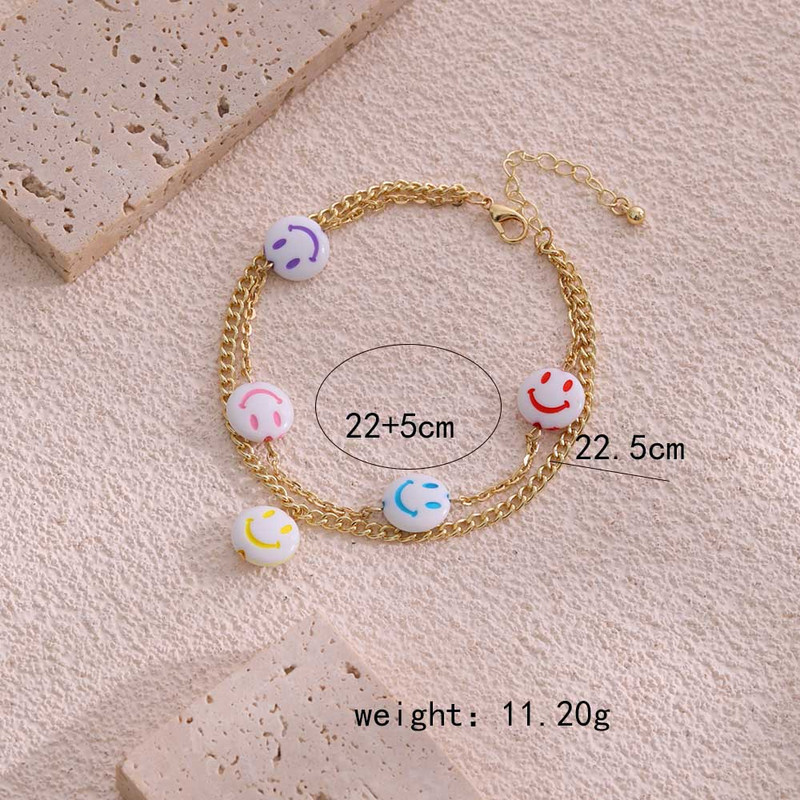 Inimă colorată Happy Face gleznă pentru femei, simplă, ușoară, lux, rășină, cadou pentru petrecere, vânzare cu ridicata directă