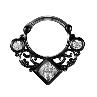 16G titán piercing septum Clickers orrgyűrűk négyzet alakú CZ cirkon kristály orrkarika gyönyörű üreges kivitelű testékszerekkel