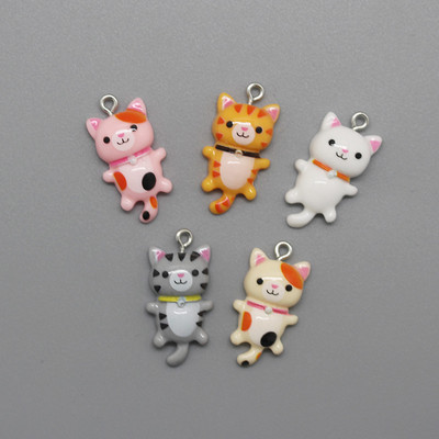 10 gab Kawaii krāsaini kaķi Auskari Sveķu piekariņi Jauki dzīvnieki Atslēgu piekariņi Kaklarota Rokassprādzes Kulonu Aksesuāri Juvelierizstrādājumu izgatavošana