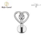 Dreapta Grand 16G Cubic Zirconia ASTM F136 Titanium Heart Stud Cerce Labret Lip Tragus Helix Cartilage Ureche Piercing