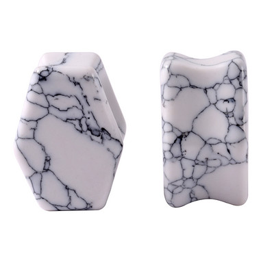 1 pereche de indicatori pentru dopuri de piatră pentru urechi, picătură de lacrimă, formă de inimă hexagonală, tunel de carne, expansor de ureche, targă, piercing pentru corp, bijuterii