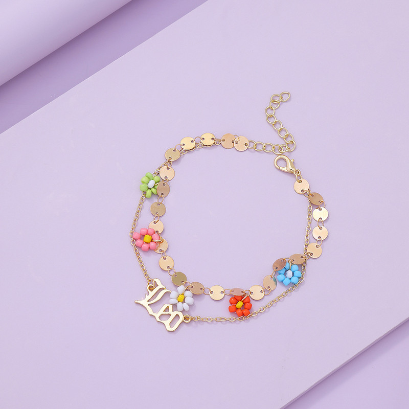 Nouă gleznă cu flori multistrat colorată pentru femei Moda fete Cadouri de aniversare Bijuterii Dropshipping Cadouri