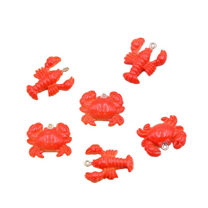 10 bucăți amuzant din rășină, crab homar, cercei, brelocuri cu animale, accesorii drăguțe pentru pandantiv, pentru colier, brelocuri, conector, bijuterii