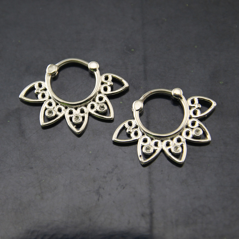 Indiai orr piercing Septum Clicker Valódi Clip Gyűrűk Piercing Ékszerek Septum Törzsi karika Orrgyűrű Test Piercing Septo indiano