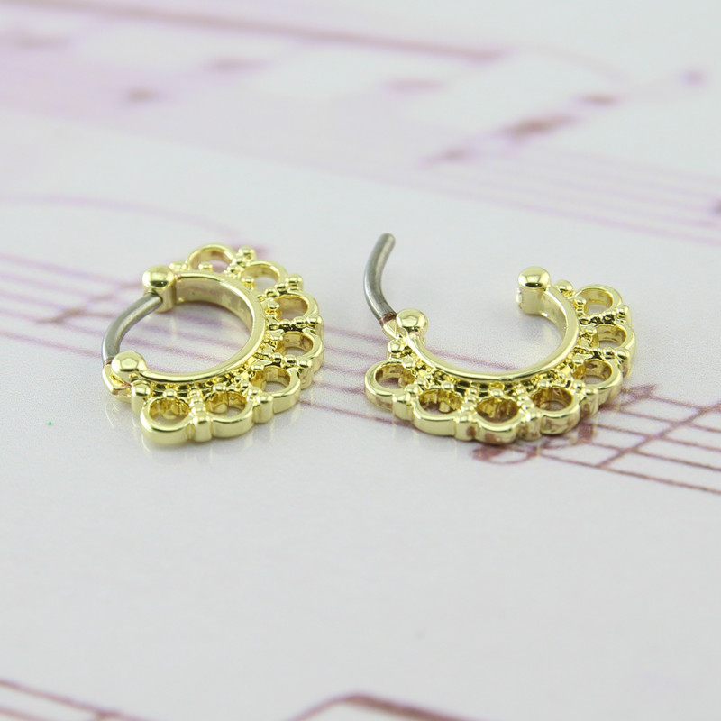 Indiai orr piercing Septum Clicker Valódi Clip Gyűrűk Piercing Ékszerek Septum Törzsi karika Orrgyűrű Test Piercing Septo indiano