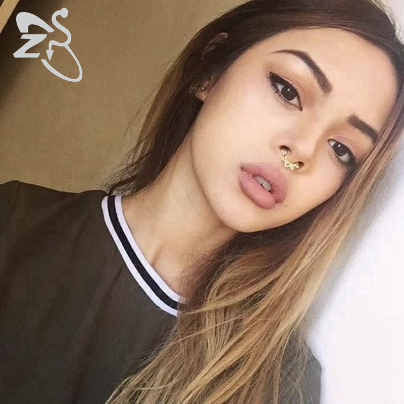 Indiai orr piercing Septum Clicker Valódi Clip Gyűrűk Piercing Ékszerek Septum Törzsi karika Orrgyűrű Test Piercing Septo indiano