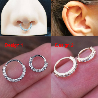1db 0,8x6/8mm átlátszó cirkon Daith piercing karika Daith karika fülbevaló kis karika fülbevaló septum piercing horog piercing