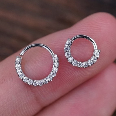 1db 0,8x6/8mm átlátszó cirkon Daith piercing karika Daith karika fülbevaló kis karika fülbevaló septum piercing horog piercing