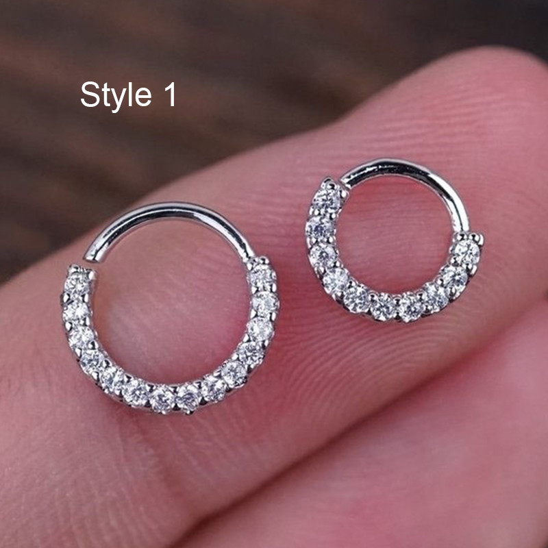 1db 0,8x6/8mm átlátszó cirkon Daith piercing karika Daith karika fülbevaló kis karika fülbevaló septum piercing horog piercing