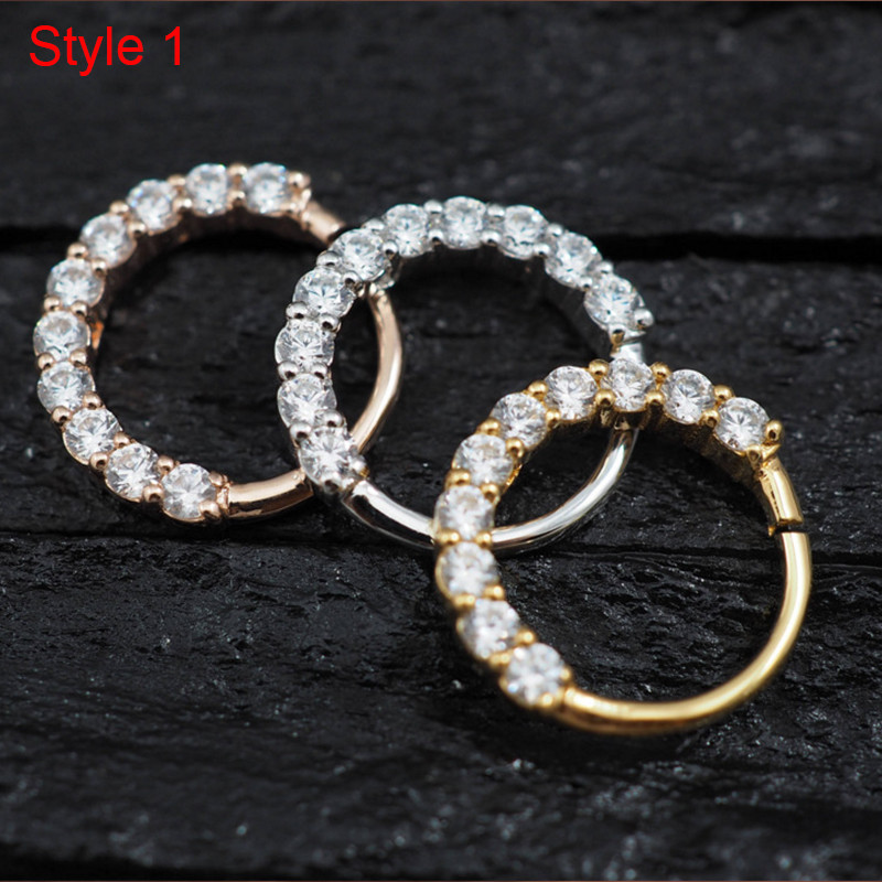 1db 0,8x6/8mm átlátszó cirkon Daith piercing karika Daith karika fülbevaló kis karika fülbevaló septum piercing horog piercing