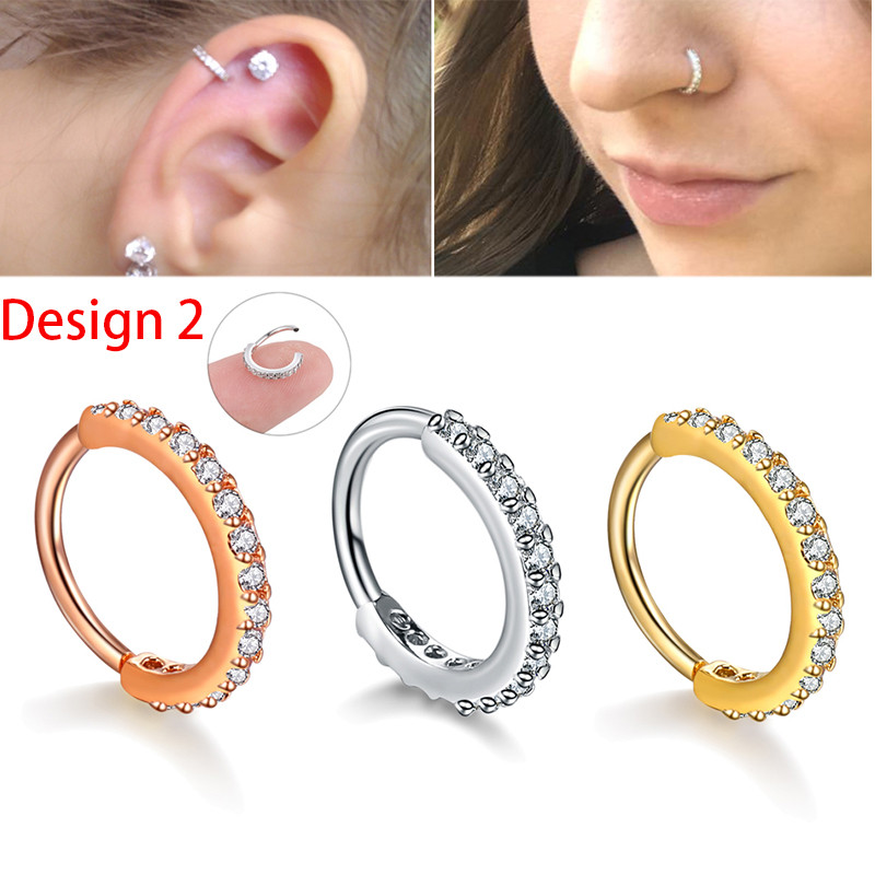 1db 0,8x6/8mm átlátszó cirkon Daith piercing karika Daith karika fülbevaló kis karika fülbevaló septum piercing horog piercing