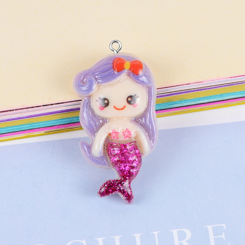 10 bucăți strălucitoare de desene animate sirenă rășină cercei farmece drăguț ac de păr Cabochon margele descoperiri bricolaj breloc pandantiv bijuterii