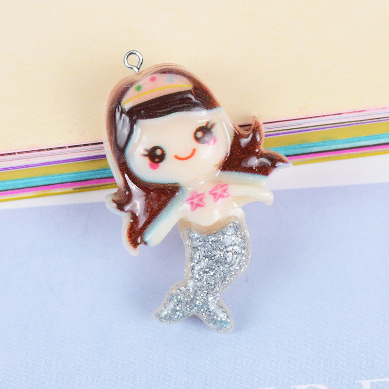 10 bucăți strălucitoare de desene animate sirenă rășină cercei farmece drăguț ac de păr Cabochon margele descoperiri bricolaj breloc pandantiv bijuterii