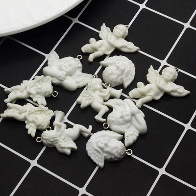 10 vnt./pak. Gotikiniai graviruoti angelo dervos pakabukai vintažinio meno sparno statulėlės pakabukai auskarams raktų pakabukas karoliai „pasidaryk pats“ papuošalų gaminys