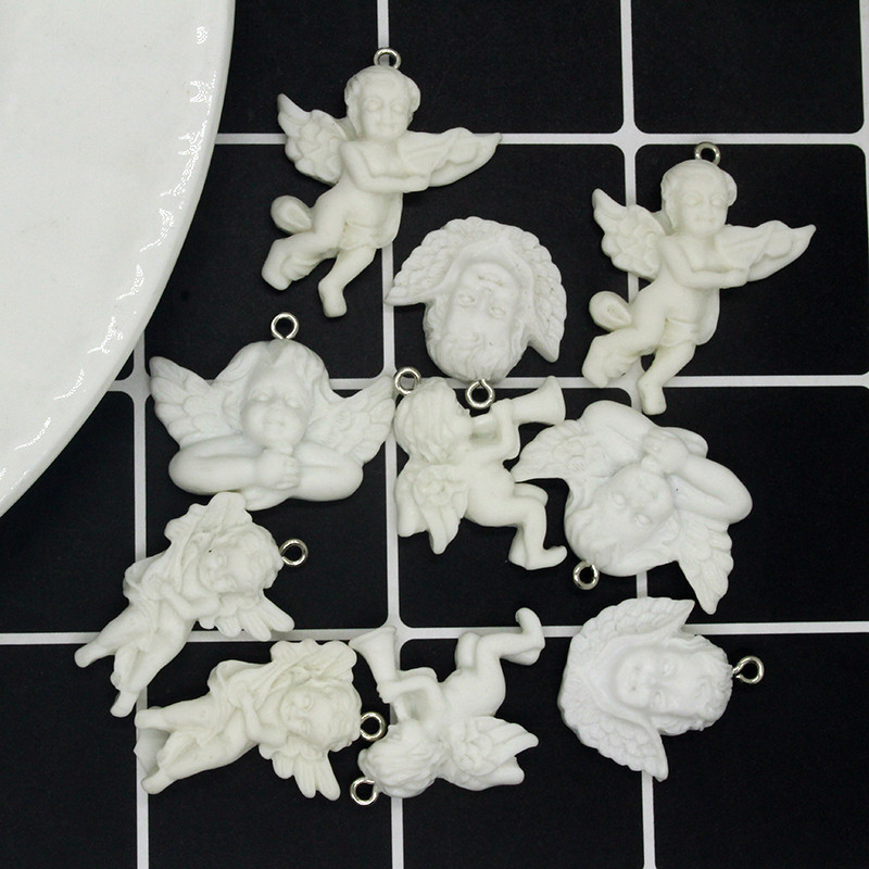 10 vnt./pak. Gotikiniai graviruoti angelo dervos pakabukai vintažinio meno sparno statulėlės pakabukai auskarams raktų pakabukas karoliai „pasidaryk pats“ papuošalų gaminys