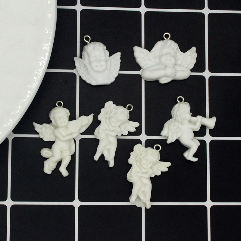 10 vnt./pak. Gotikiniai graviruoti angelo dervos pakabukai vintažinio meno sparno statulėlės pakabukai auskarams raktų pakabukas karoliai „pasidaryk pats“ papuošalų gaminys