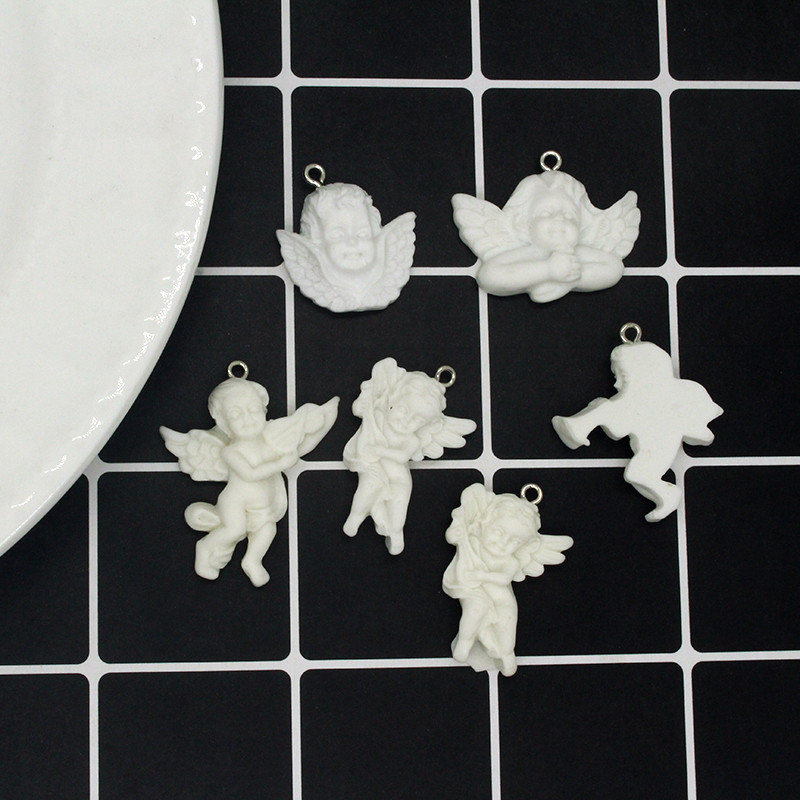 10 vnt./pak. Gotikiniai graviruoti angelo dervos pakabukai vintažinio meno sparno statulėlės pakabukai auskarams raktų pakabukas karoliai „pasidaryk pats“ papuošalų gaminys